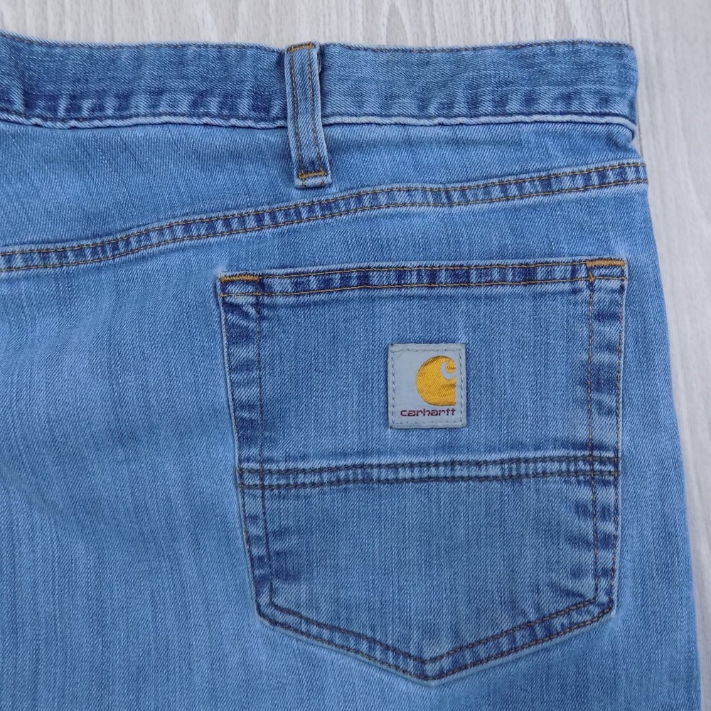 Carhartt Rugged Flex Jeans Mens 42x32 Light Blue Relaxed Fit Stretch Workwear